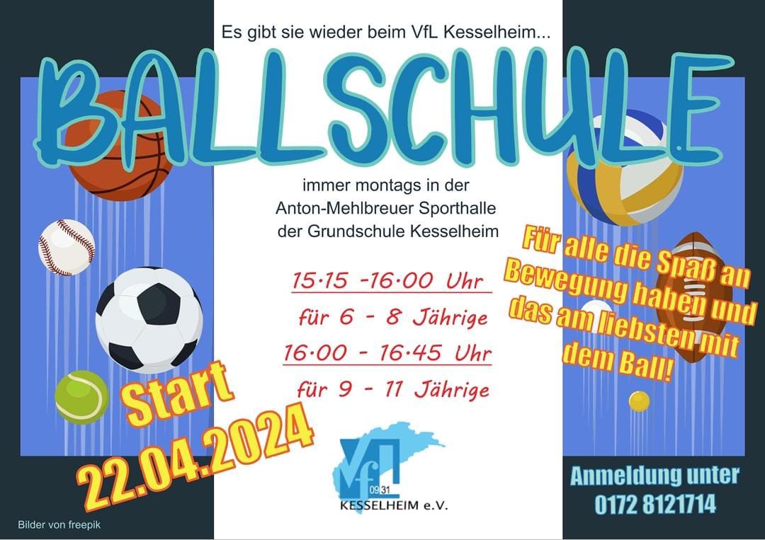 Read more about the article Es gibt sie wieder beim VfL Kesselheim … Ballschule (Start: 22.04.204)